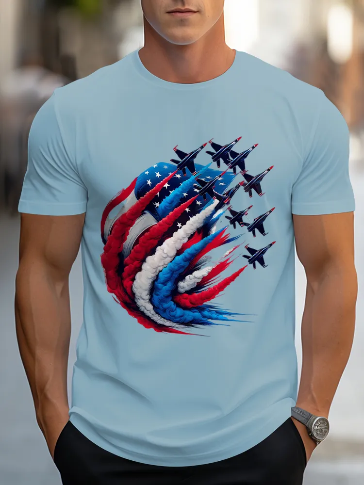 Airplane Smoke-Pulling Performance Print Short Sleeves T-Shirt