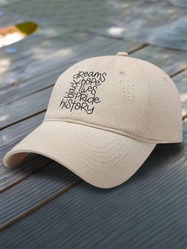 Black History Dreams Hope Lives Pride Tory Baseball Cap