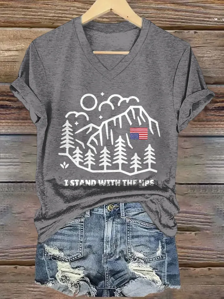 Women'S I Stand With The Nps V-Neck T-Shirt