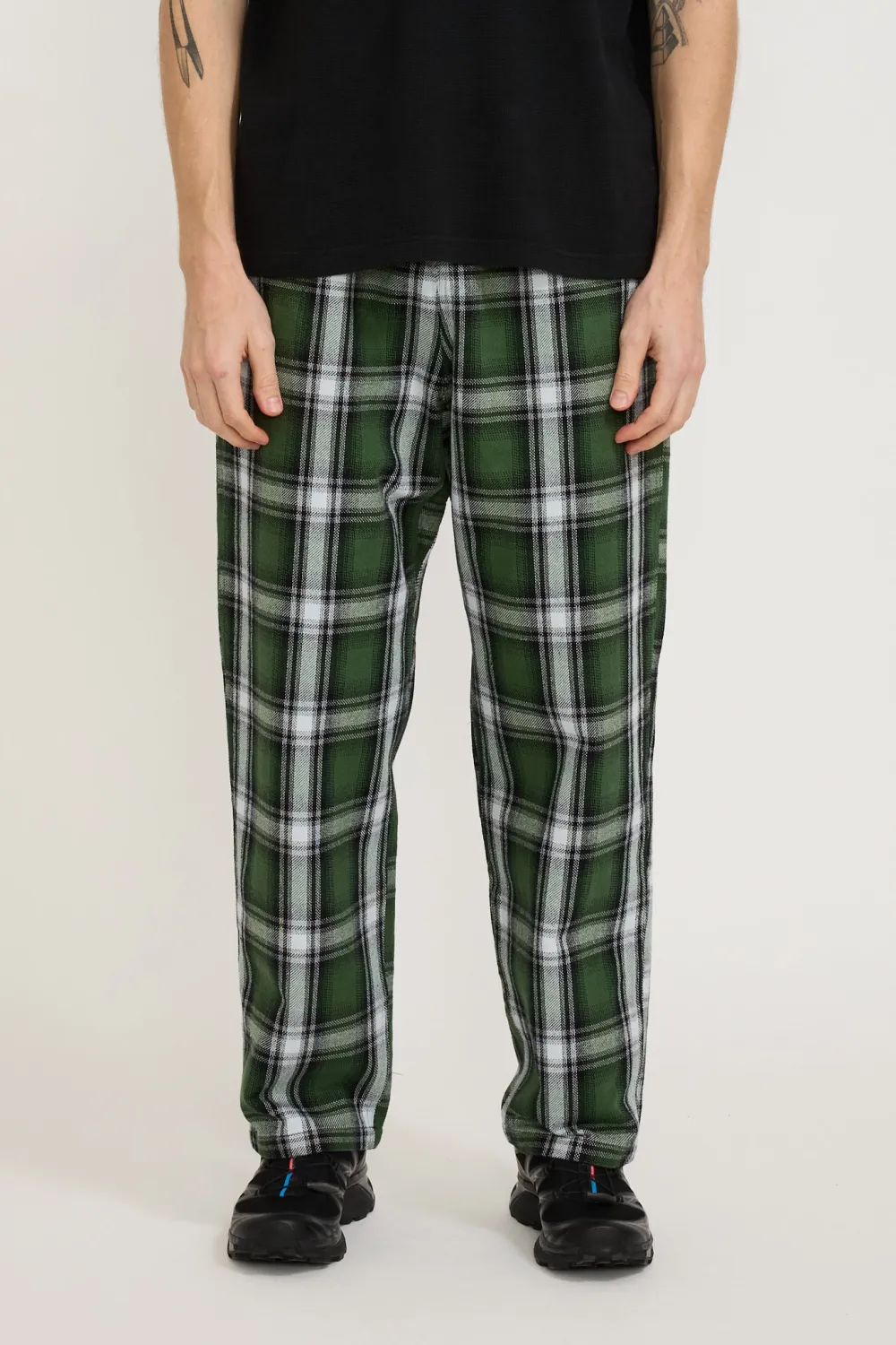 Vertical Striped Plaid Trousers