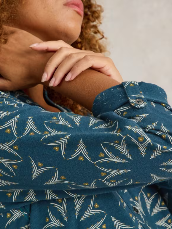 Long-Sleeved Art Graphic Cotton Shirt