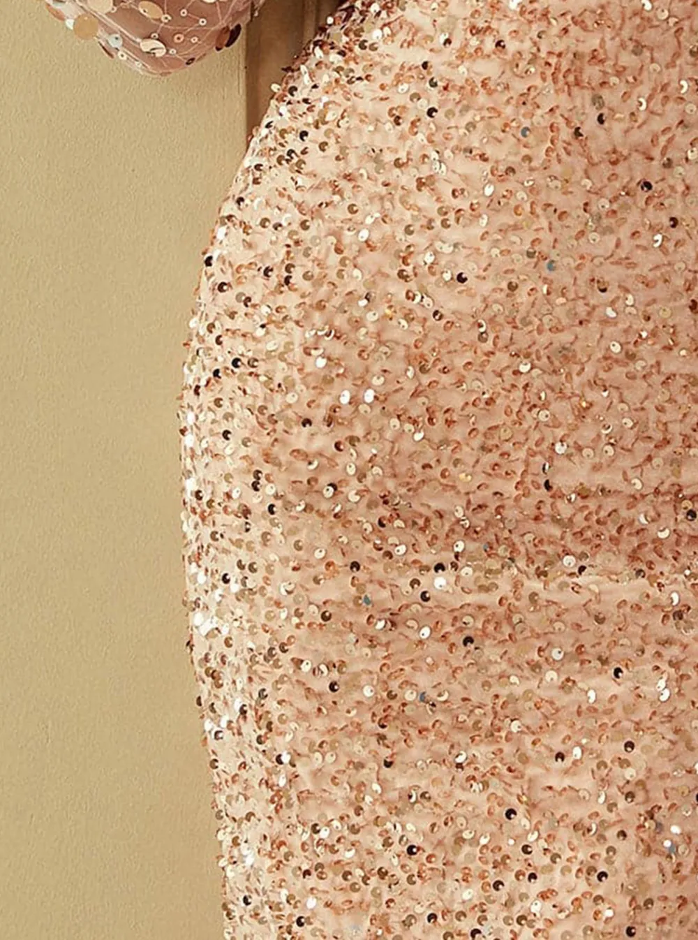 Lantern Sleeve Sequin Prom Dress
