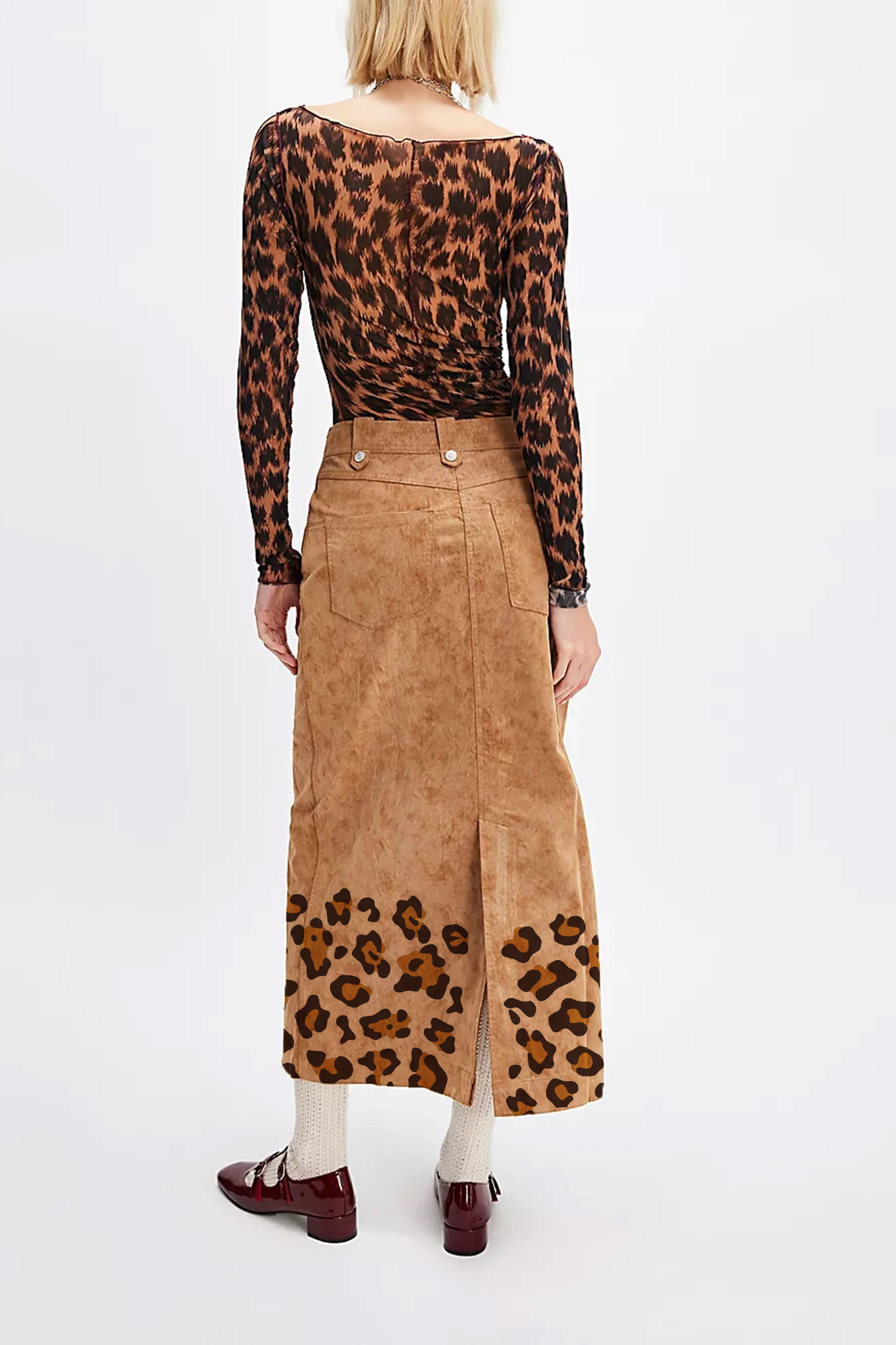 Corduroy Button Front Midi Skirt
