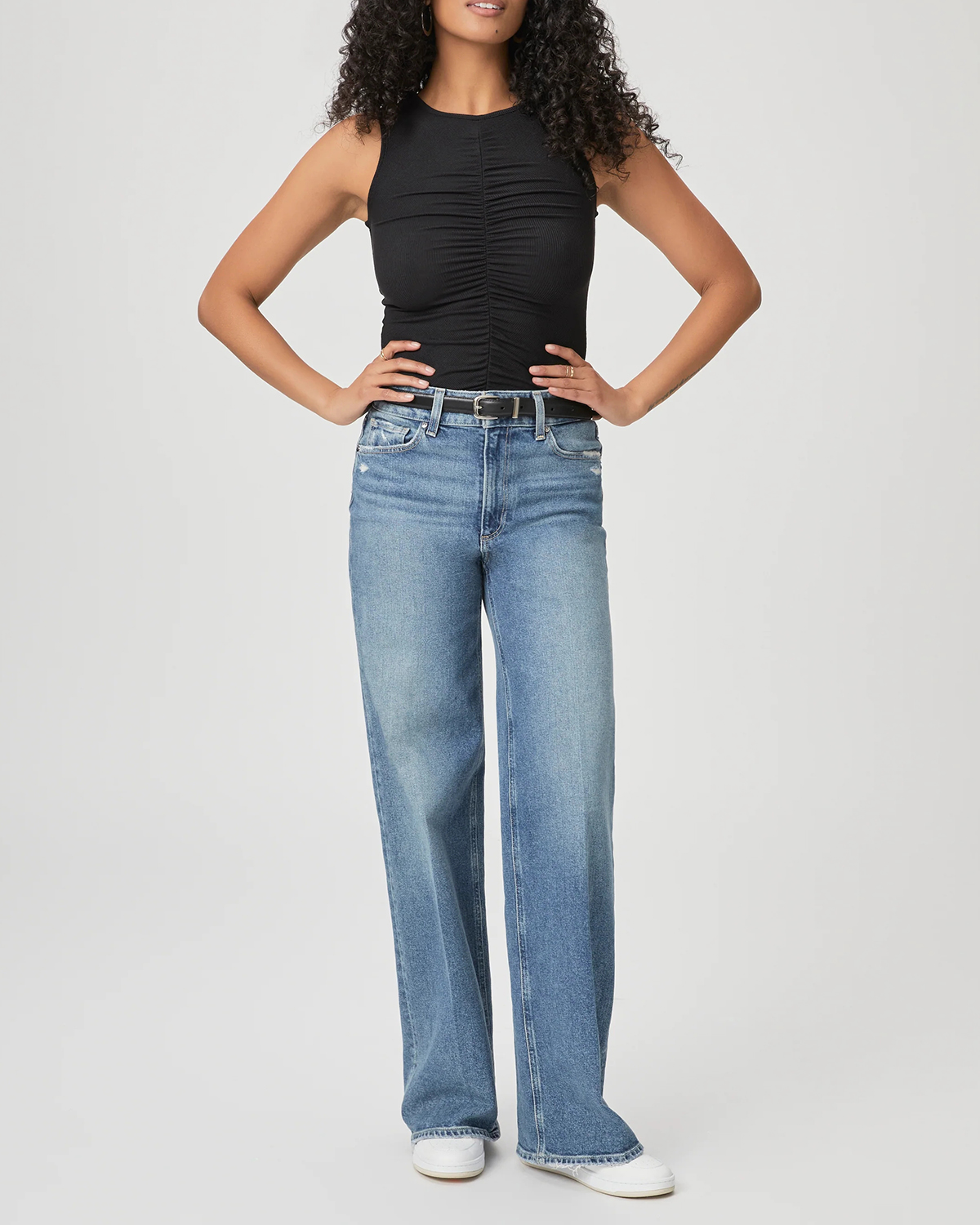 Black Ruched Sleeveless Tank Top
