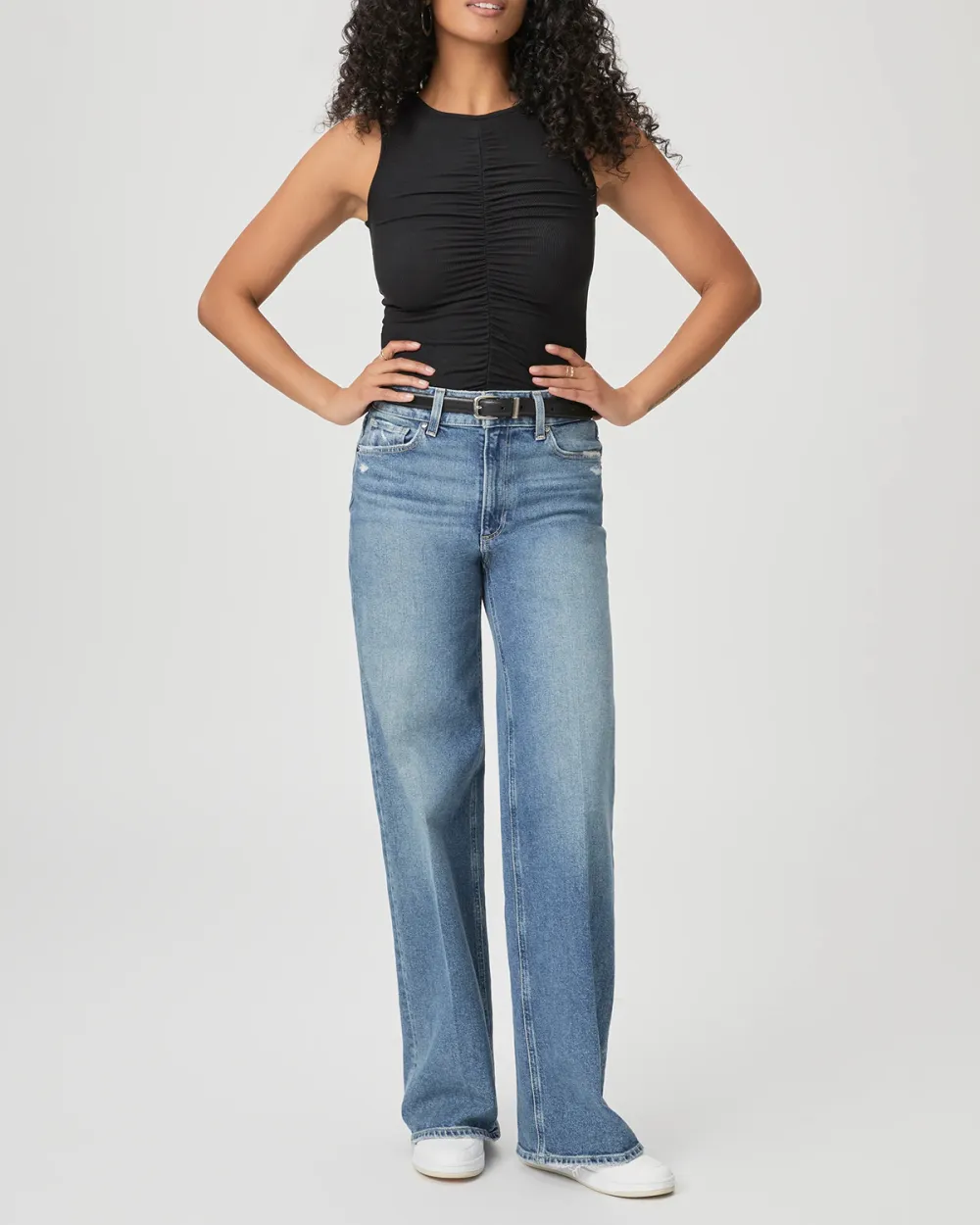 Black Ruched Sleeveless Tank Top