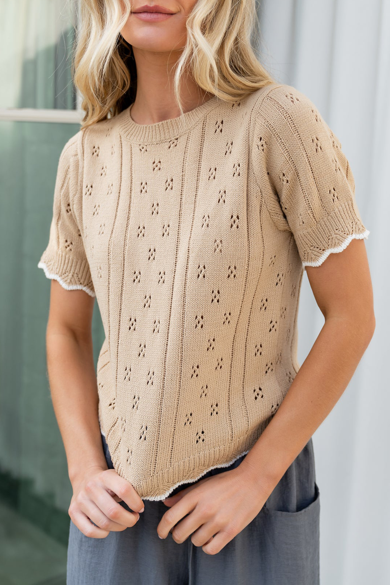 Temperament Lady Printed Hollow Shirt
