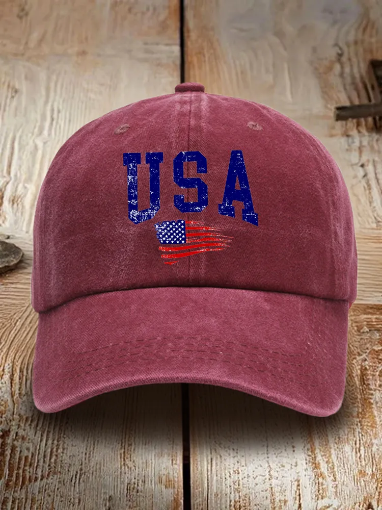 USA Print Washed Baseball Cap