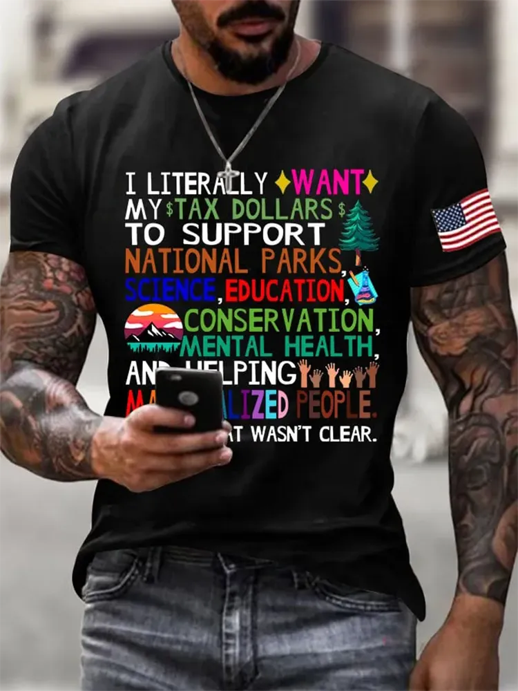 Men'S Support National Parks Printed Round Neck T-Shirt