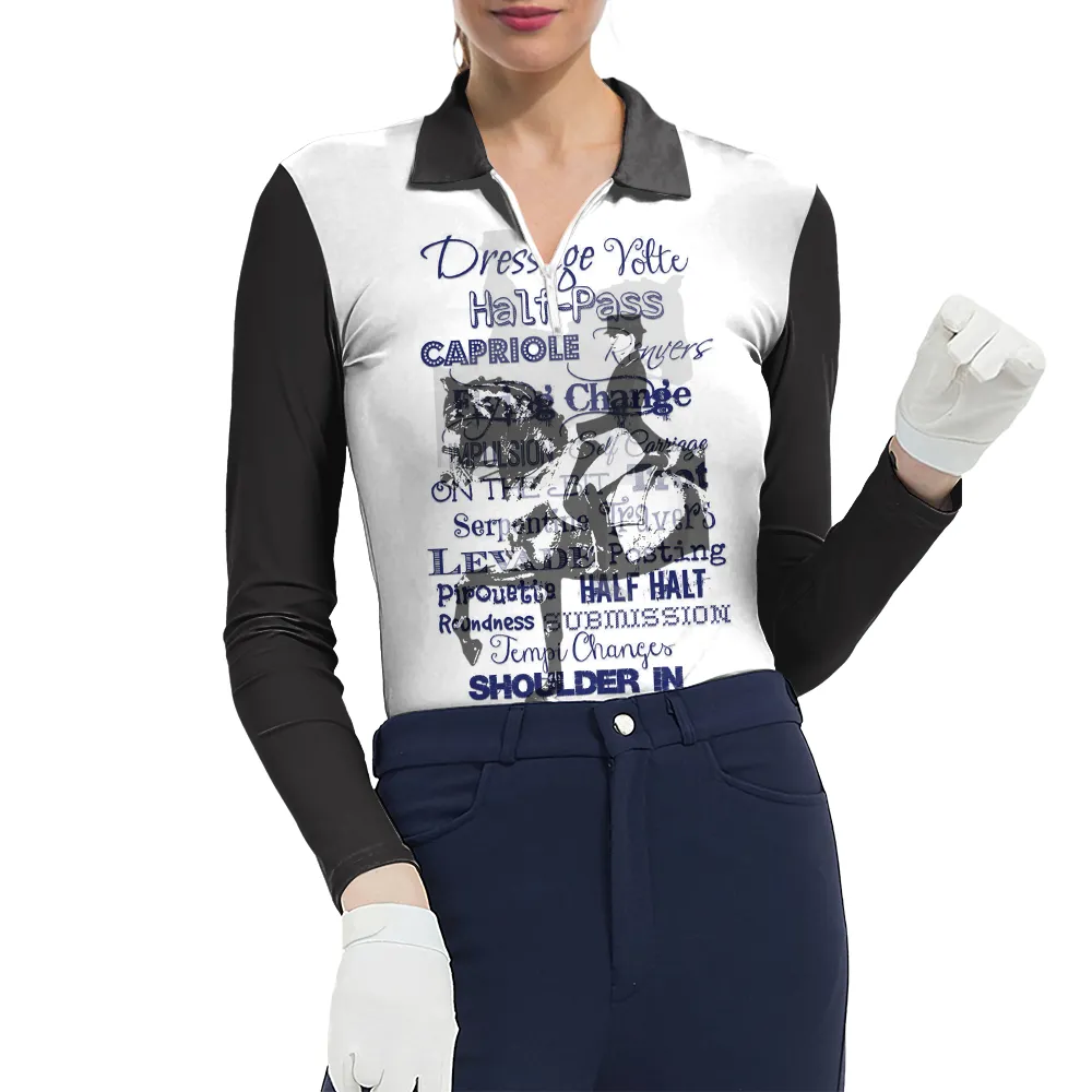 Women's Riding Style Dressage Print Long Sleeve Casual Lapel Shirt