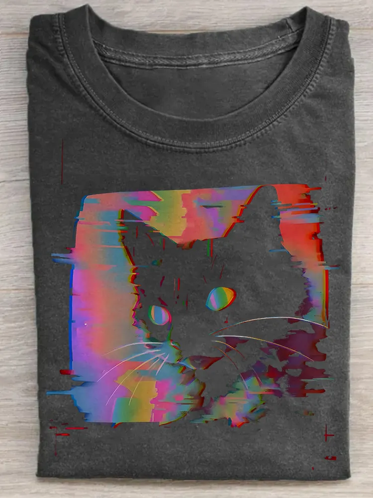 Psychedelic Weirdcore Cat T-Shirt