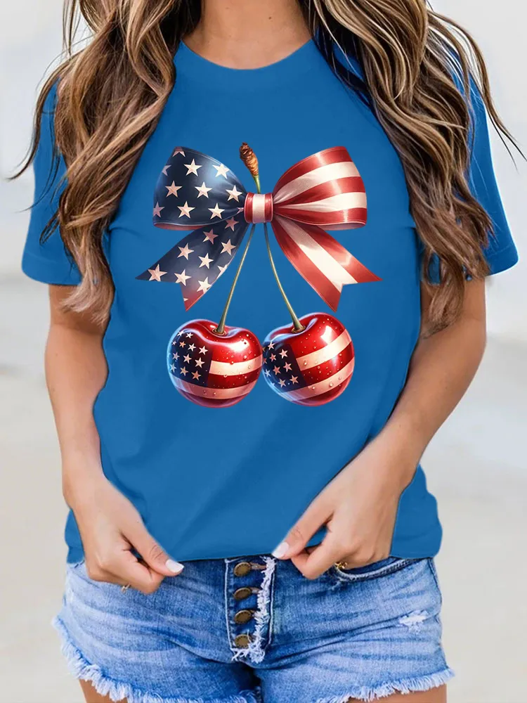 Woman'S Independence Day Print Short-Sleeved T-Shirt