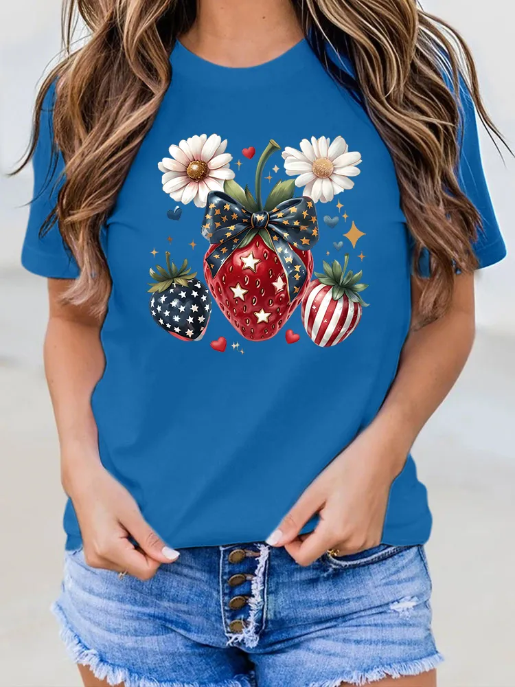 Woman'S Independence Day Print Short-Sleeved T-Shirt