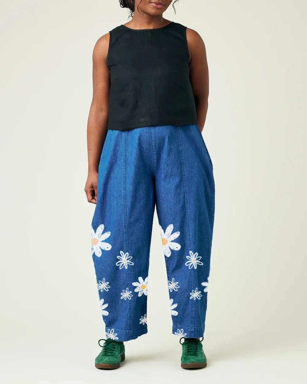 MID WASH DENIM CHAMBRAY TROUSERS
