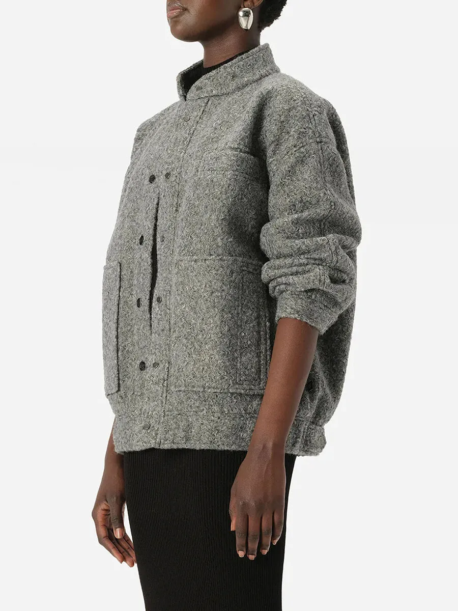 Grey Textured Button Down Jacket
