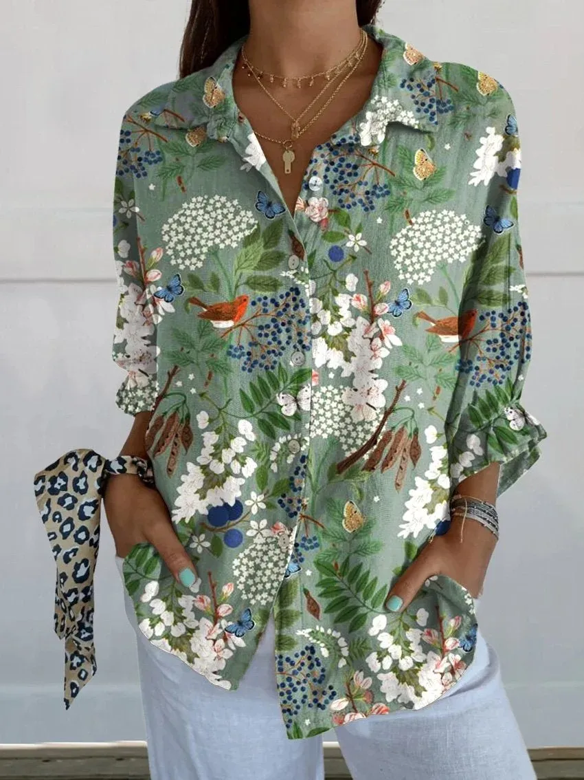 Women's Casual Floral and Botanical Print Shirt