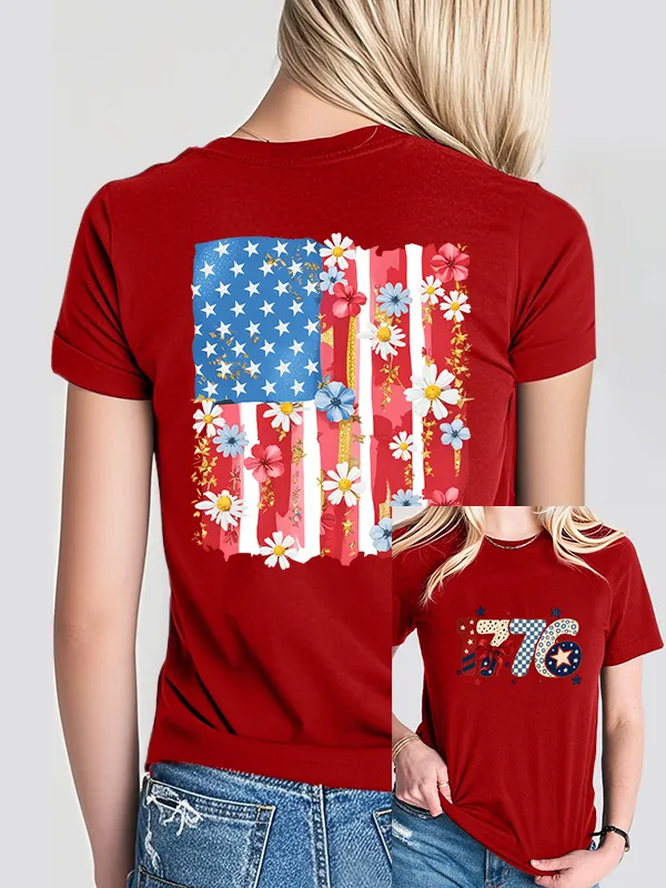 Woman'S 1776 Independence Day Print Short-Sleeved T-Shirt