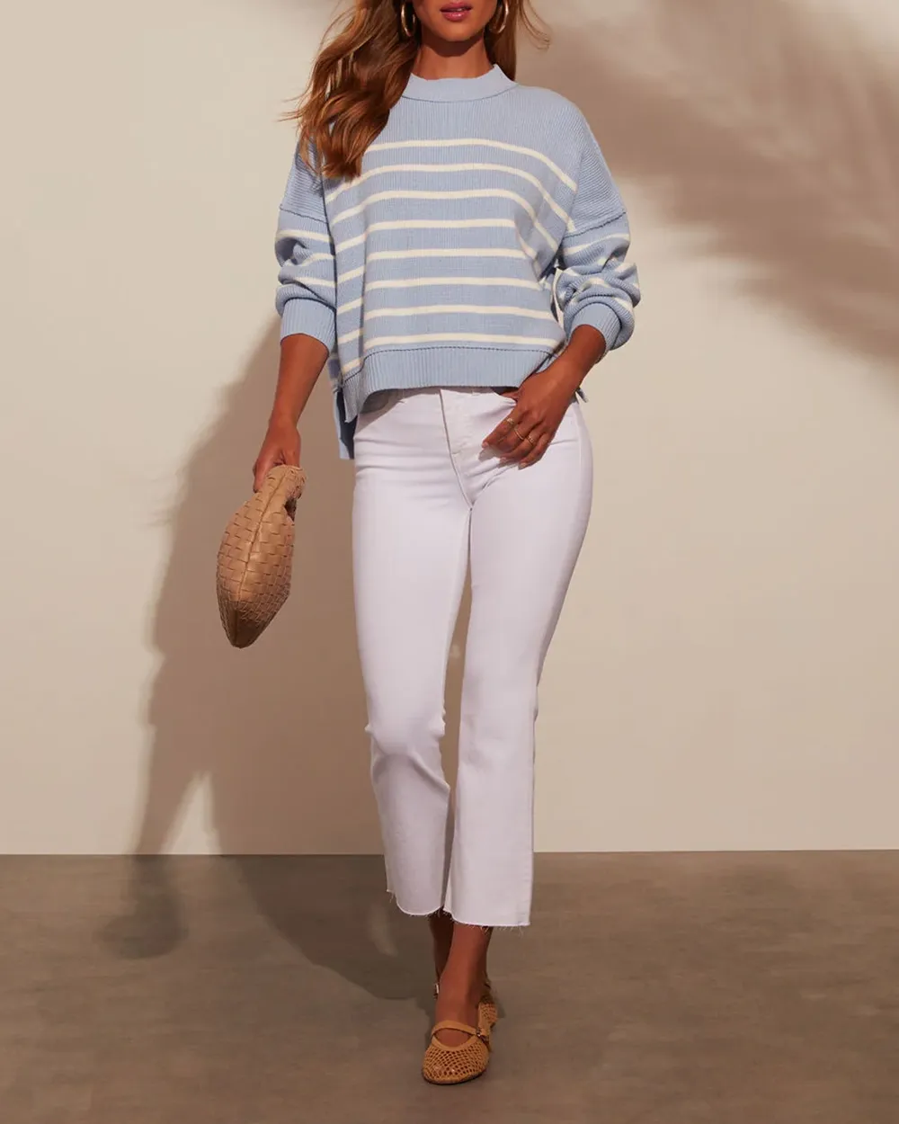 Neck Striped Pullover Sweater