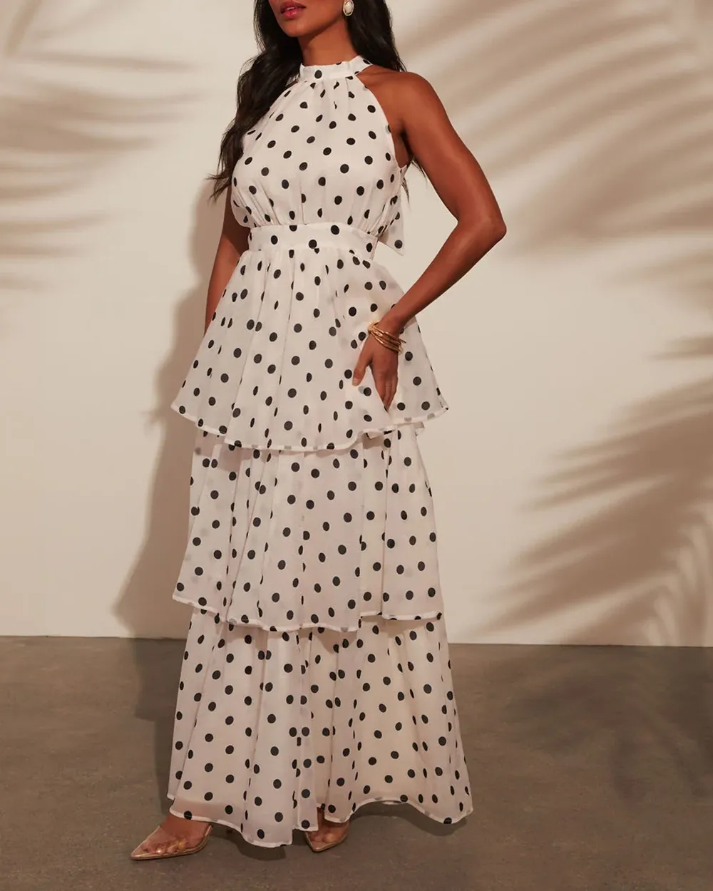 Dot Tiered Maxi Dress