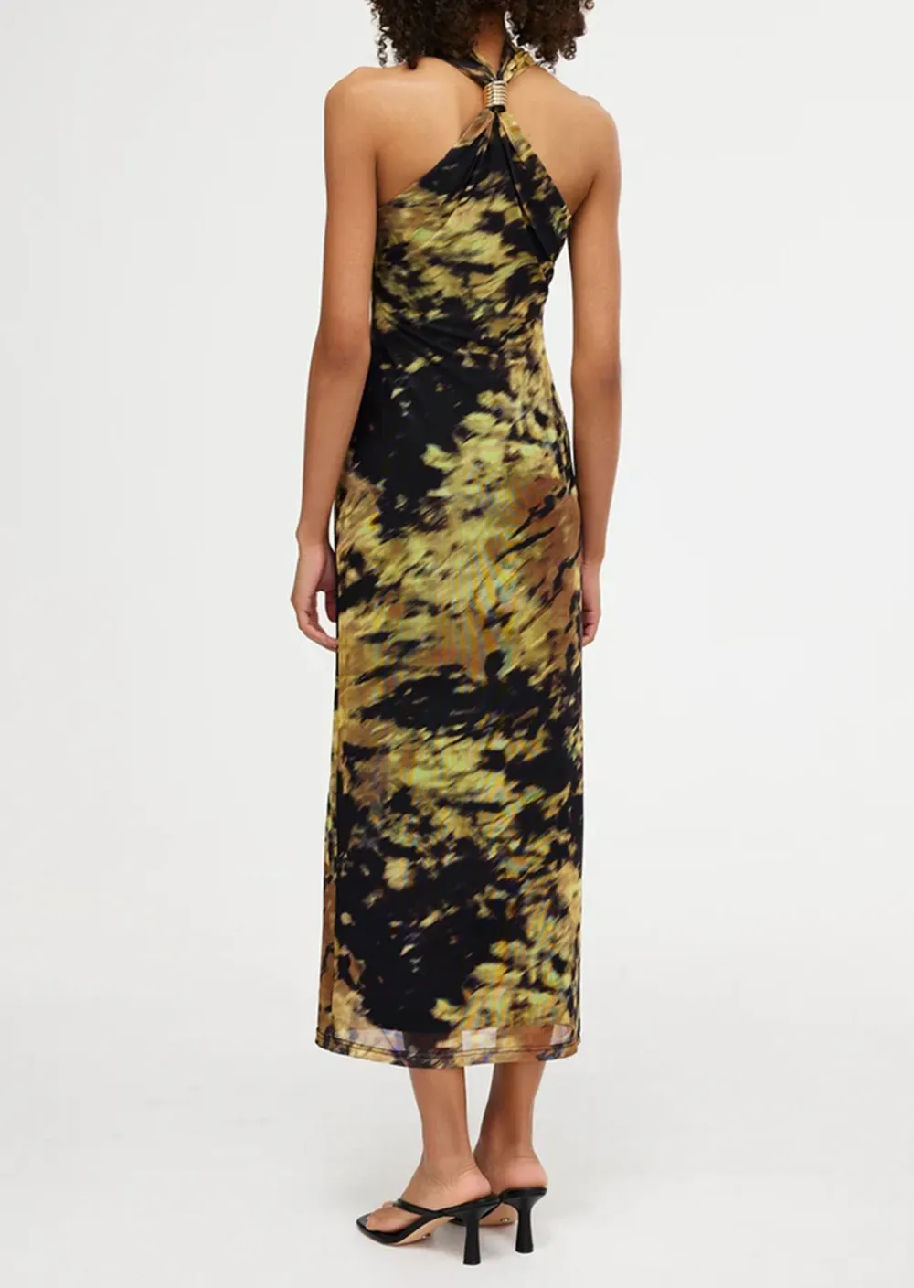 Halter Neck Midi Dress with Abstract Print
