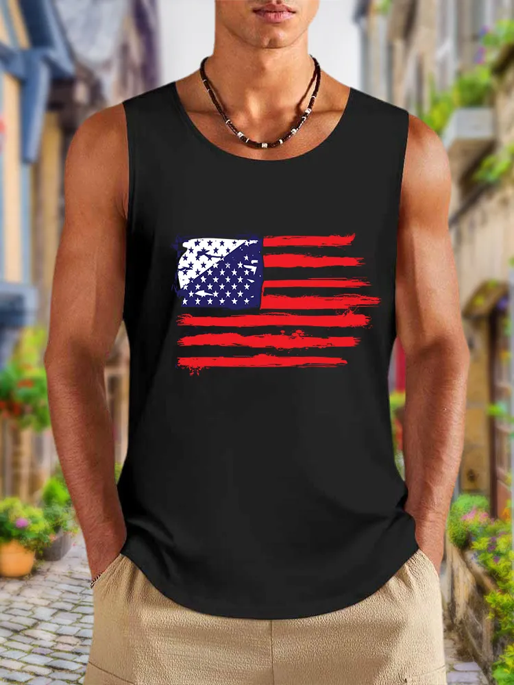 Men'S National Flag Print Round-Necked Sleeveless Vest