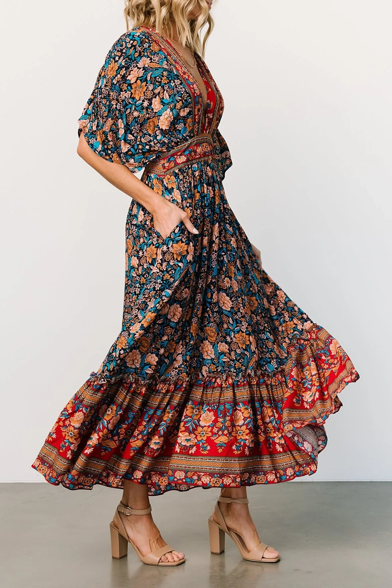 Unique Temperament Art V-Neck Floral Dress