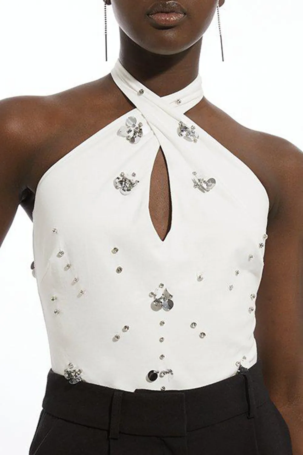 Skinny Cotton Halterneck Bodysuit