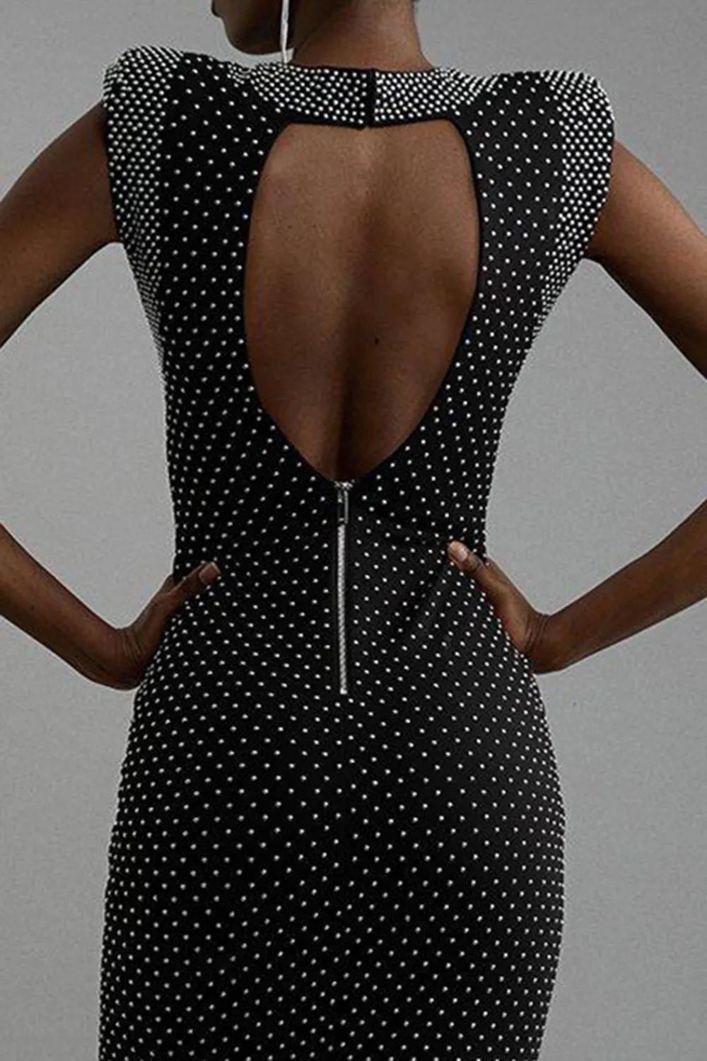 Studded High Neck Jersey Maxi Dress