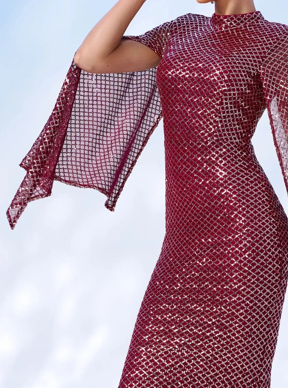 Glitter Bell Sleeve Mermaid Dress