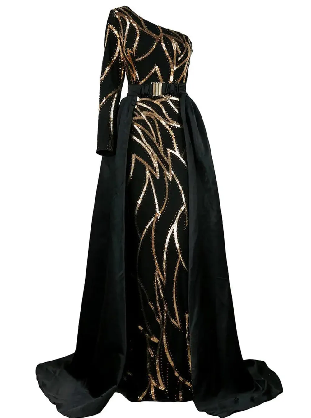 One Shoulder Cloak Sequin Prom Dress