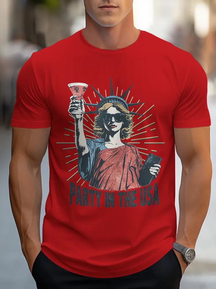 Man'S Party In The USA Round-Neck Short-Sleeved T-Shirt