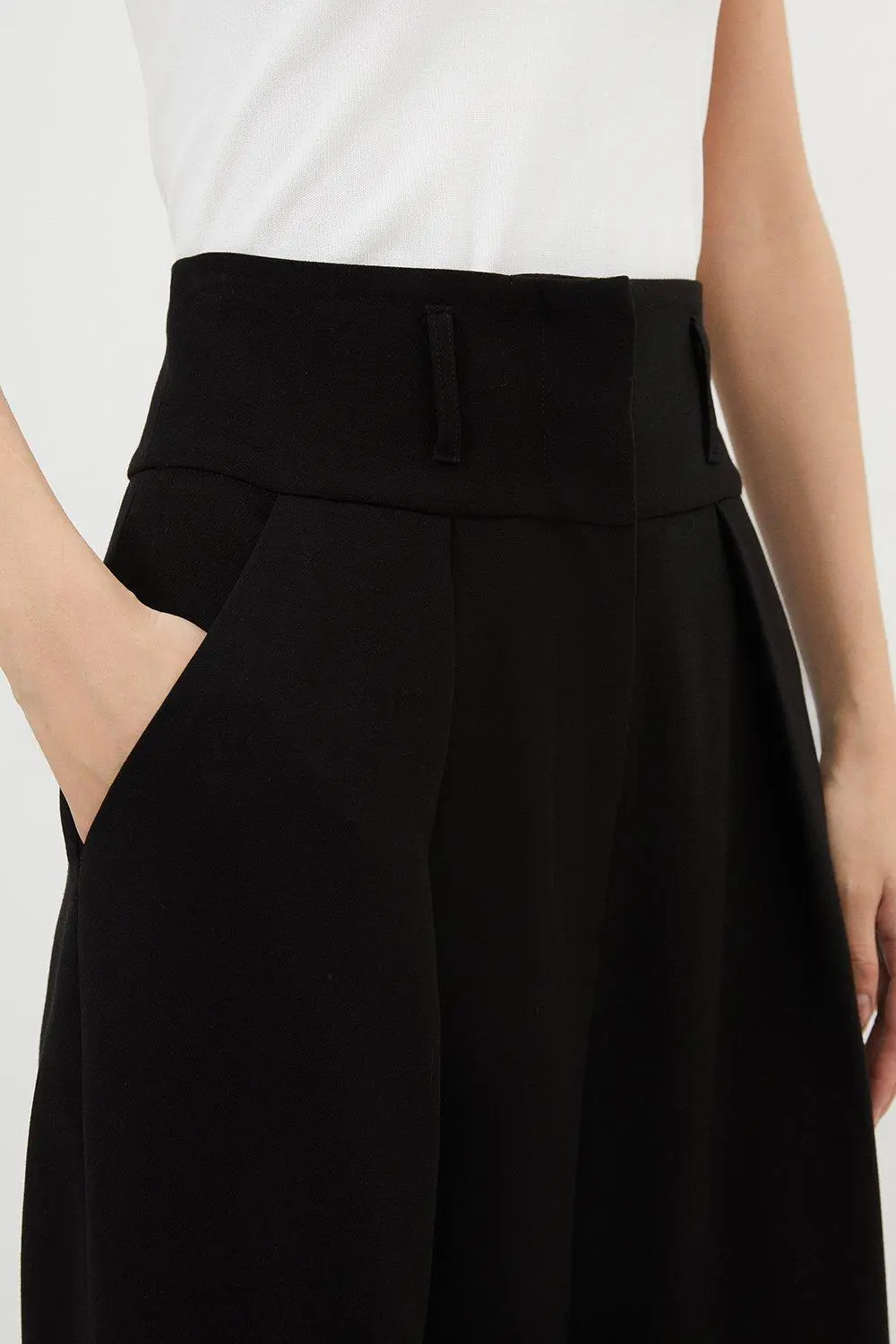Compact Stretch Essential Tailored High Waist Wide Leg Trouser
