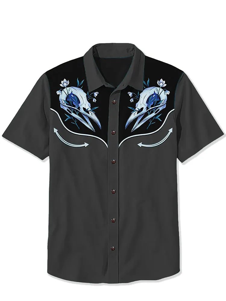 Crow Skull And Flower Shirt