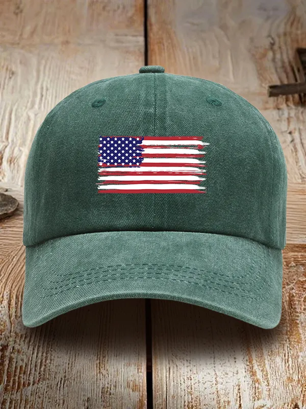National Flag Print Washed Baseball Cap