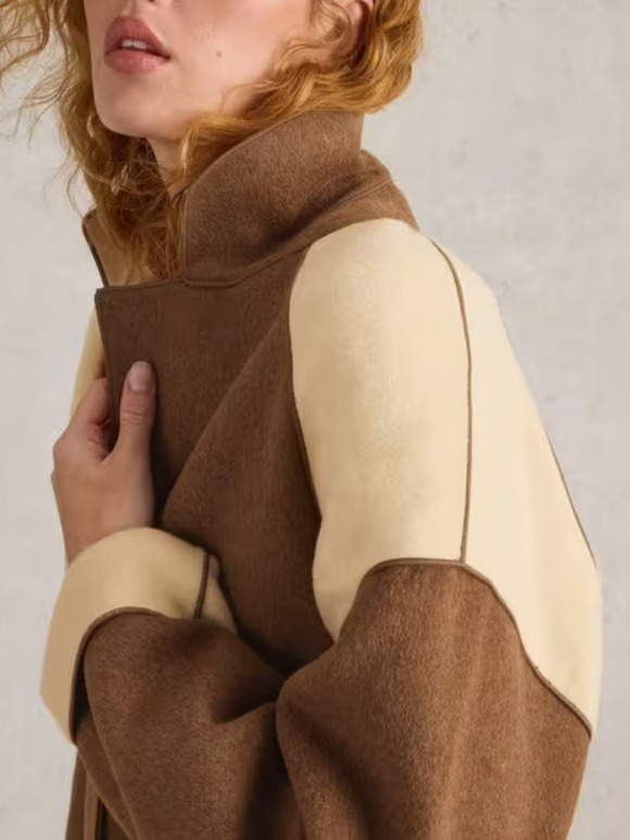 Wool Blend Coat In Natural Multi