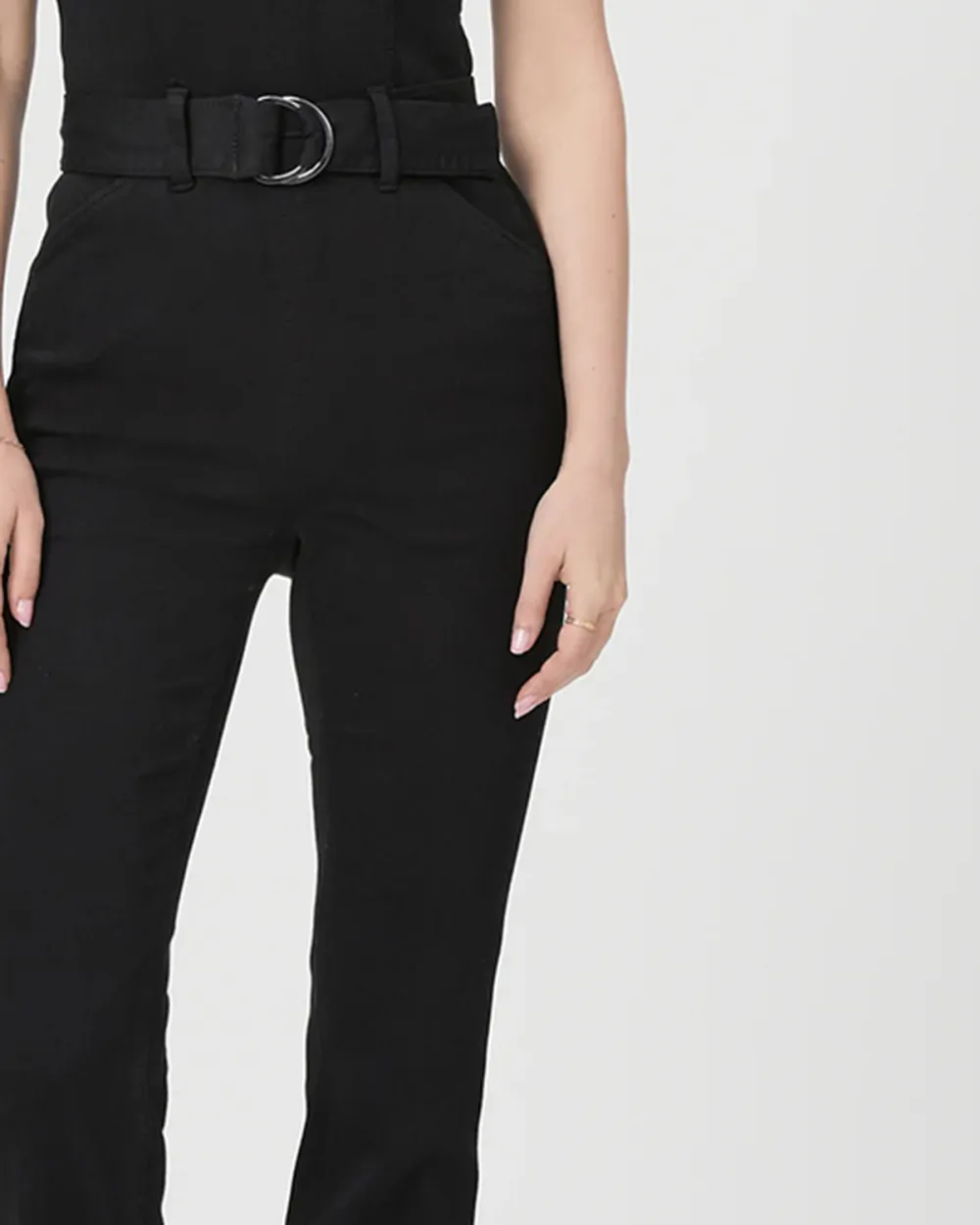 Black Halter Neck Belted Jumpsuit