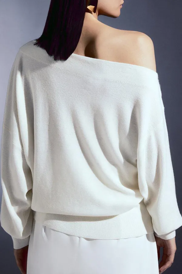 Cashmere Blend Off The Shoulder Knit Top