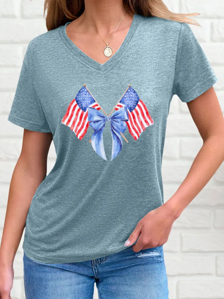 Woman'S Independence Day Print Short-Sleeved T-Shirt