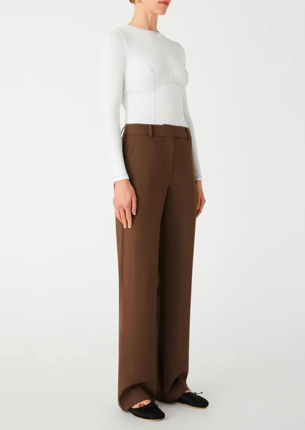 White Long Sleeve Stitched Top