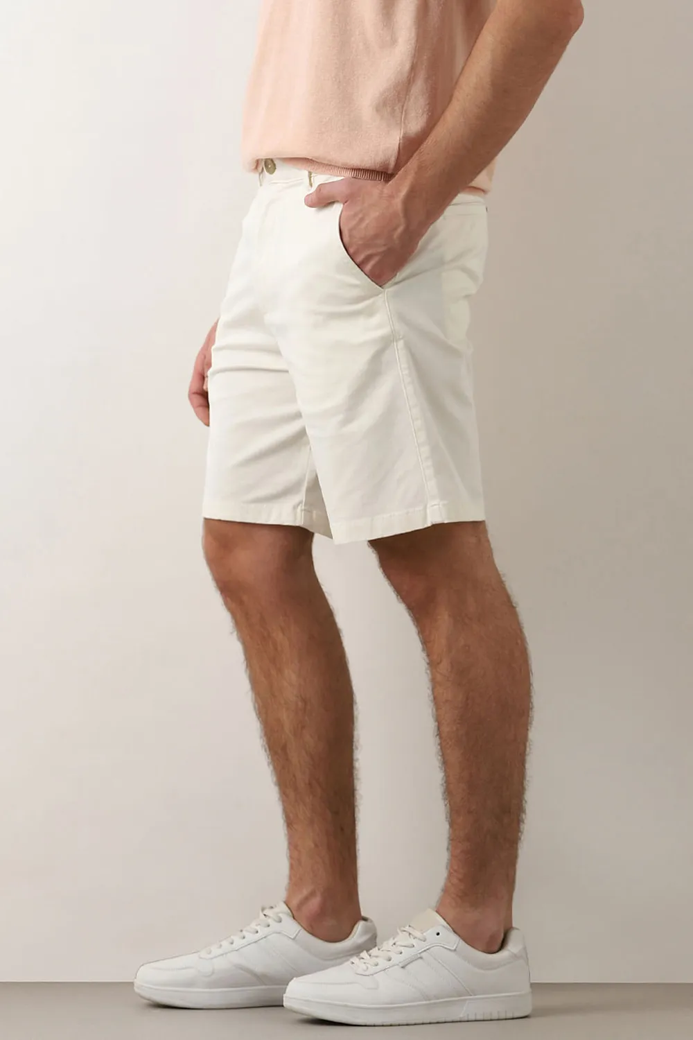 Green Mid Rise Cotton Chino Shorts