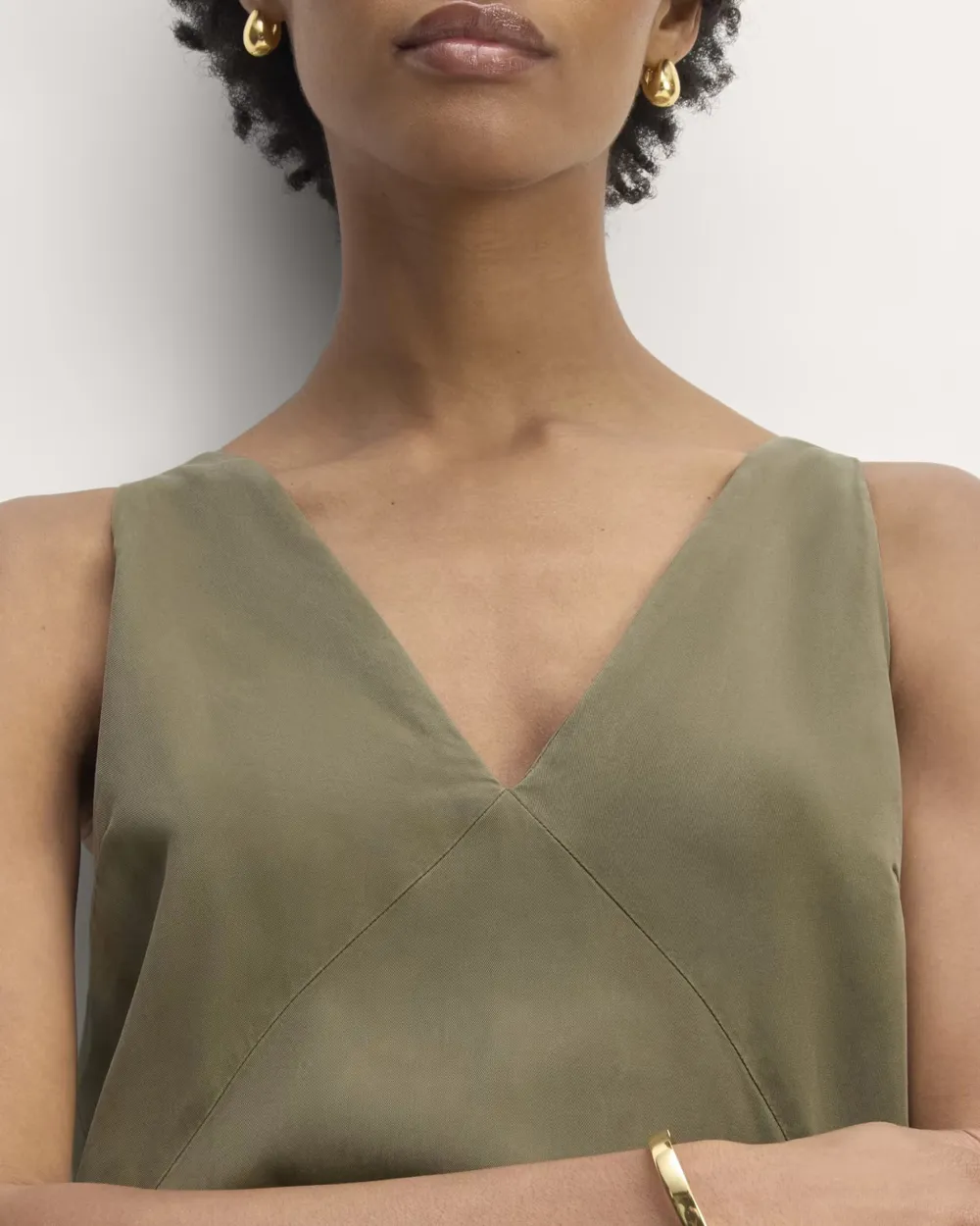 V Neck Midi Slip Dress