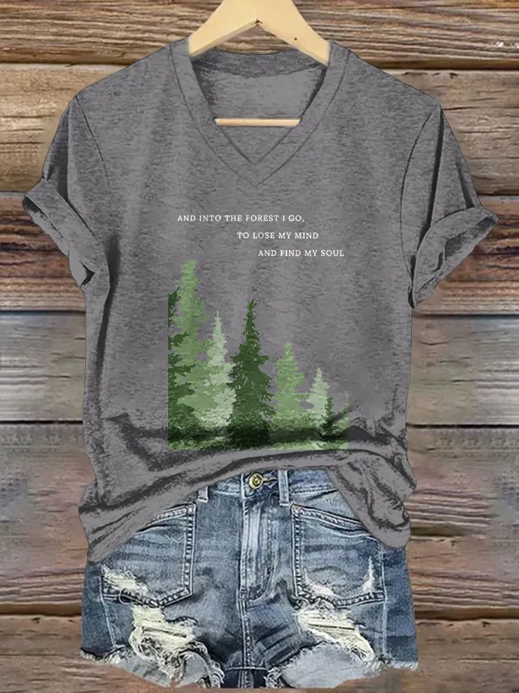 Women'S And Into The Forest I Go, To Lose My Mind And Find My Soul V-Neck T-Shirt