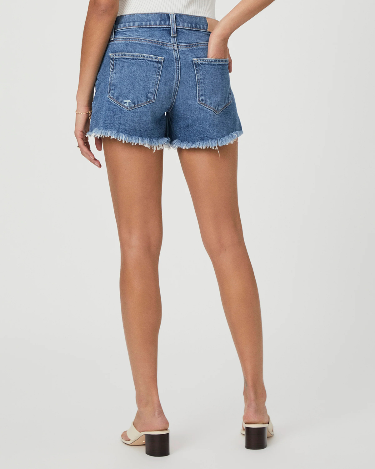 Light Blue Denim Mid Rise Shorts