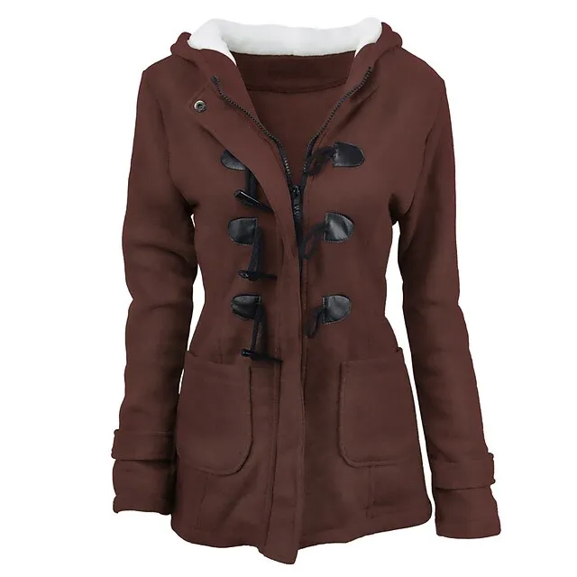 Women's Winter Coat Cropped Hooded Coat Thermal Warm Heated Jacket Fall Casual Street Jacket Long Sleeve with Pockets Black Army
