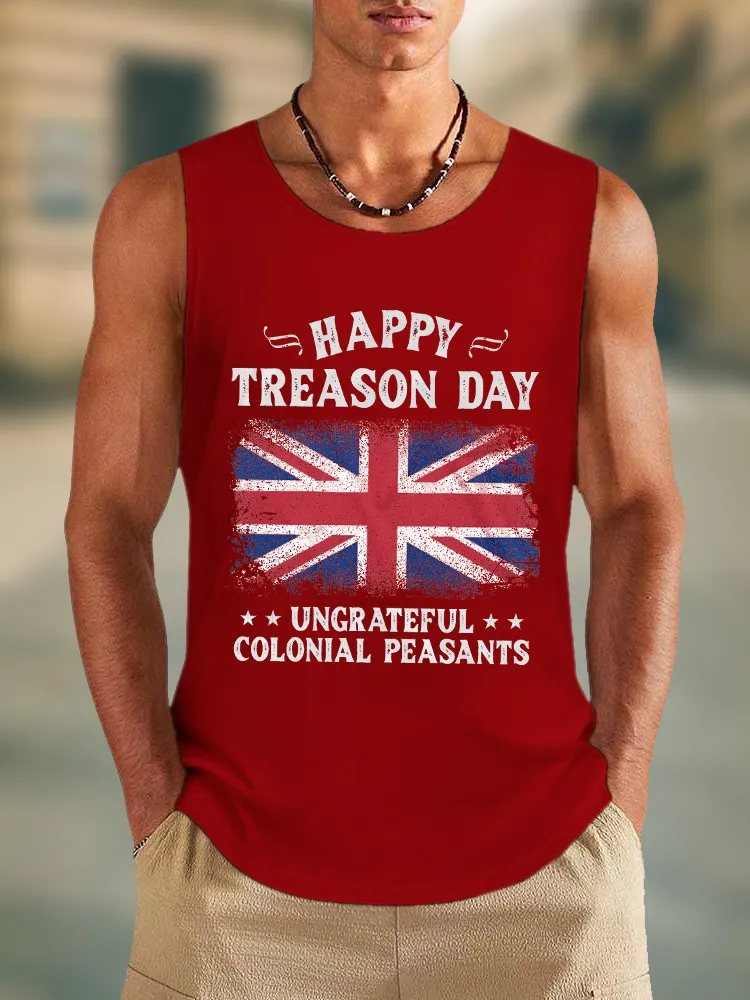 Men'S Happy Treason Day Ungrateful Colonial Peasants Round-Necked Sleeveless Vest