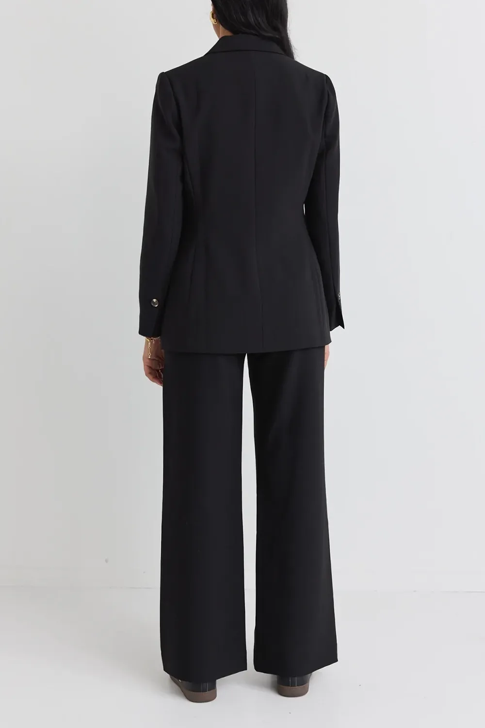 Black Textured Fitted Blazer