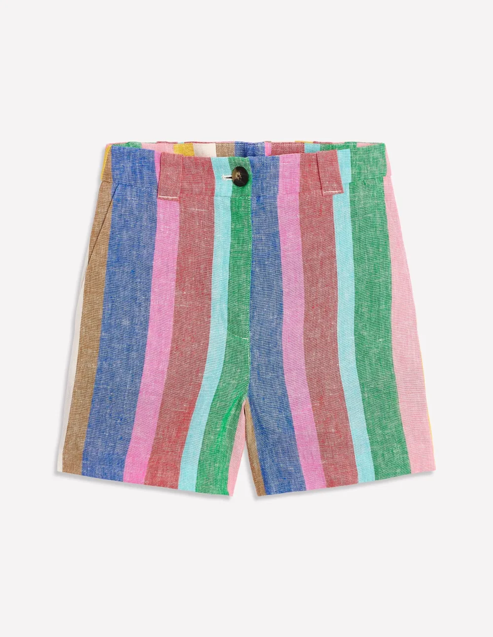 Multicolor Striped Linen Shorts