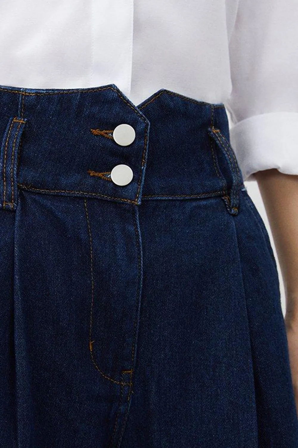 Petite Denim Wide Leg Trousers