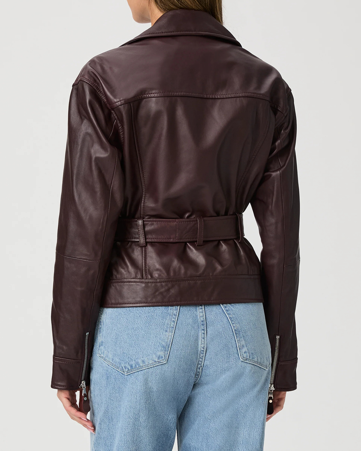 Dark Oxblood Faux Leather Biker Jacket