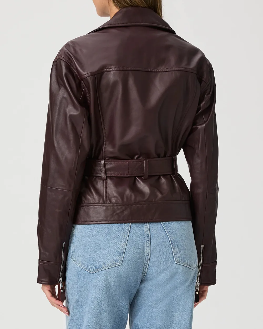 Dark Oxblood Faux Leather Biker Jacket