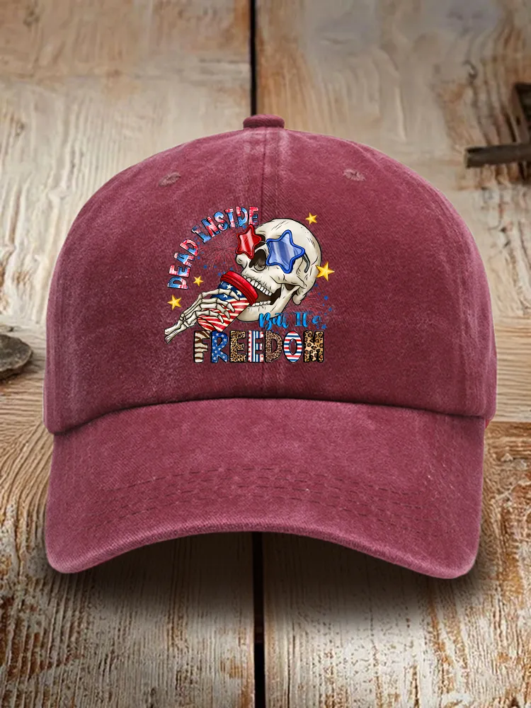 Dead Inside Freedom Print Washed Baseball Cap